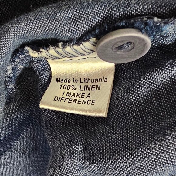 FLAX Womens Button Front 100% Linen Blouse, Tunic, Scoop Neck, Lagenlook, M - Picture 8 of 8